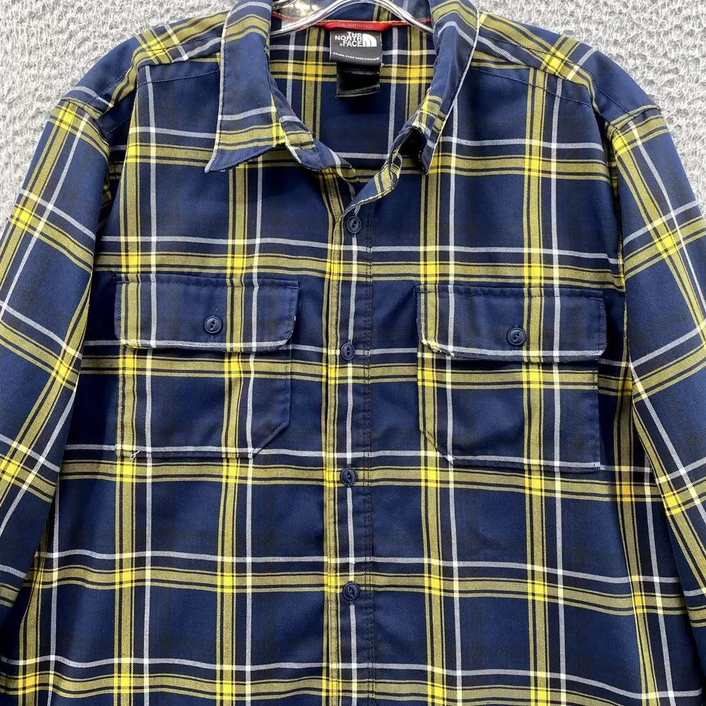 The‎ North Face Shirt Men's Small Navy Yellow Plaid Preppy Outdoor Gorpcore Camp